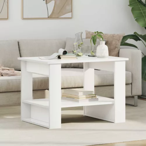 vidaXL Dohányzóasztal Fehér 72 x 50 x 50 cm Faanyag