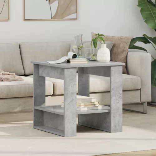 vidaXL Dohányzóasztal Beton Szürke 51 x 50 x 50 cm Faanyag