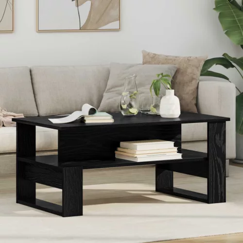 vidaXL Dohányzóasztal Fekete tölgy 90 x 50 x 40 cm Faanyag