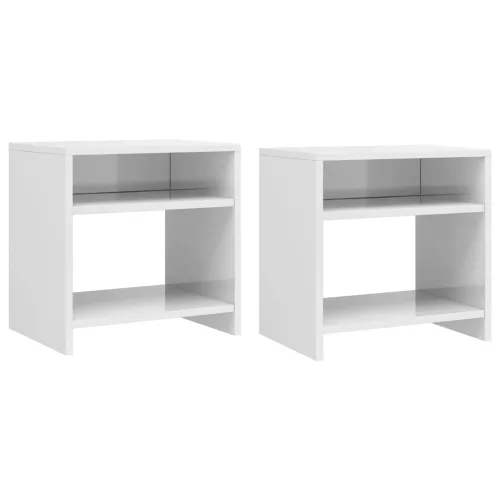 vidaXL 2 db magasfényű fehér szerelt fa éjjeliszekrény 40 x 30 x 40 cm