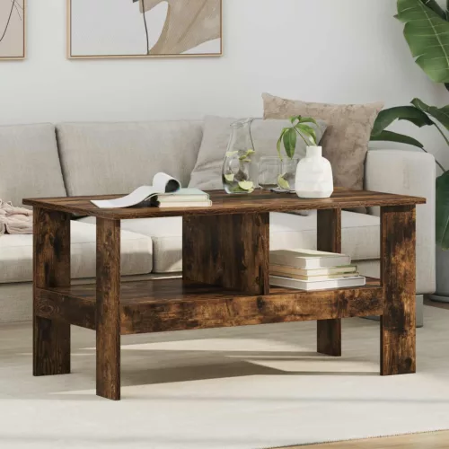 vidaXL Dohányzóasztal Füstölt tölgy 90 x 50 x 45 cm Faanyag