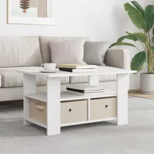   vidaXL Dohányzóasztal fiókkal Fehér 77 x 55 x 42 cm Faanyag