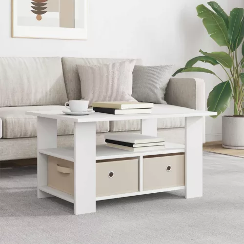 vidaXL Dohányzóasztal fiókkal Fehér 77 x 55 x 42 cm Faanyag