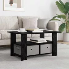   vidaXL Dohányzóasztal fiókkal Fekete tölgy 77 x 55 x 42 cm Faanyag
