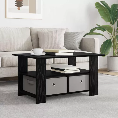 vidaXL Dohányzóasztal fiókkal Fekete tölgy 77 x 55 x 42 cm Faanyag