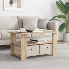   vidaXL Dohányzóasztal fiókkal Sonoma tölgy 77 x 55 x 42 cm Faanyag