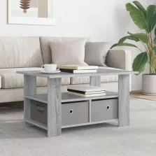   vidaXL Dohányzóasztal fiókkal Szürke Sonoma 77 x 55 x 42 cm Faanyag