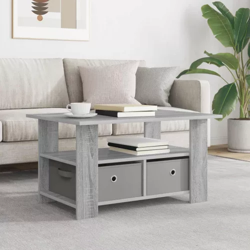 vidaXL Dohányzóasztal fiókkal Szürke Sonoma 77 x 55 x 42 cm Faanyag