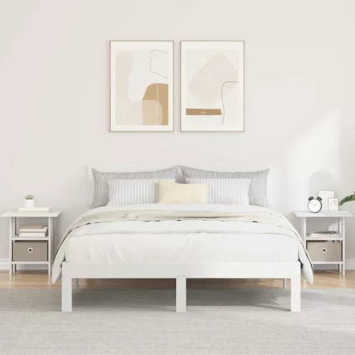 vidaXL Éjjeli asztal fiókkal 2 pcs Fehér 41 x 40 x 45 cm Faanyag