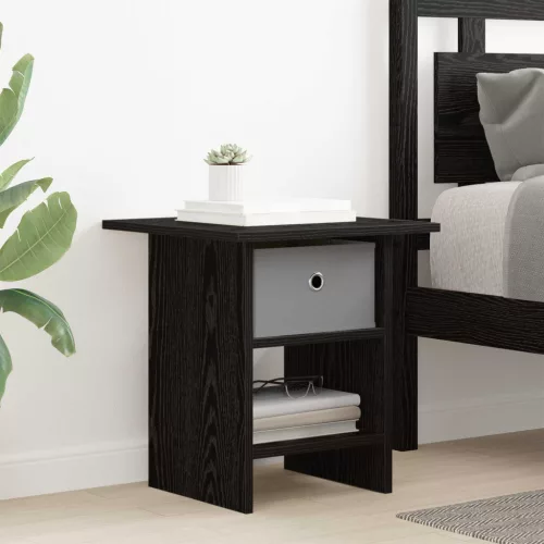 vidaXL Éjjeli asztal fiókkal Fekete tölgy 41 x 40 x 45 cm Faanyag