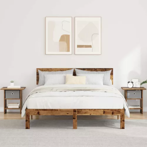 vidaXL Éjjeli asztal fiókkal 2 pcs Öreg fa 41 x 40 x 45 cm Faanyag