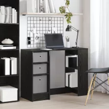   vidaXL Asztal fiókkal polcokkal Fekete tölgy 100 x 40 x 75 cm Faanyag