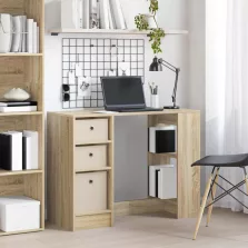   vidaXL Asztal fiókkal polcokkal Sonoma tölgy 100 x 40 x 75 cm Faanyag