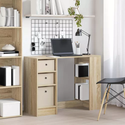 vidaXL Asztal fiókkal polcokkal Sonoma tölgy 100 x 40 x 75 cm Faanyag