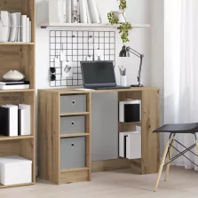   vidaXL Asztal fiókkal polcokkal Artisan tölgy 100 x 40 x 75 cm Faanyag