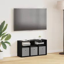   vidaXL Alacsony szekrény fiókkal Fekete tölgy 72 x 22,5 x 38 cm