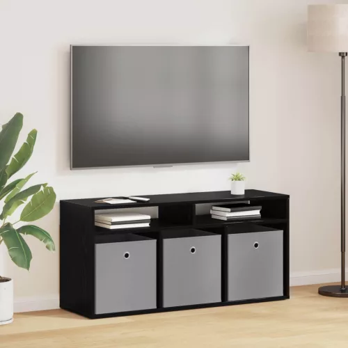 vidaXL Alacsony szekrény fiókkal Fekete tölgy 102 x 32 x 48,5 cm