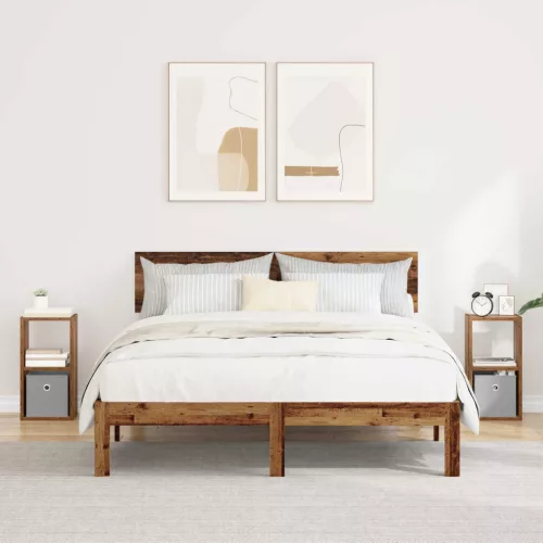 vidaXL Éjjeli asztal fiókkal 2 pcs Öreg fa 25,5 x 22 x 49,5 cm Faanyag