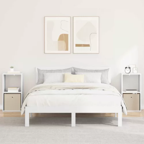 vidaXL Éjjeli asztal fiókkal 2 pcs Fehér 35 x 32 x 68,5 cm Faanyag