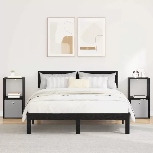 vidaXL Éjjeli asztal 2 pcs Fekete tölgy 35 x 32 x 68,5 cm Faanyag