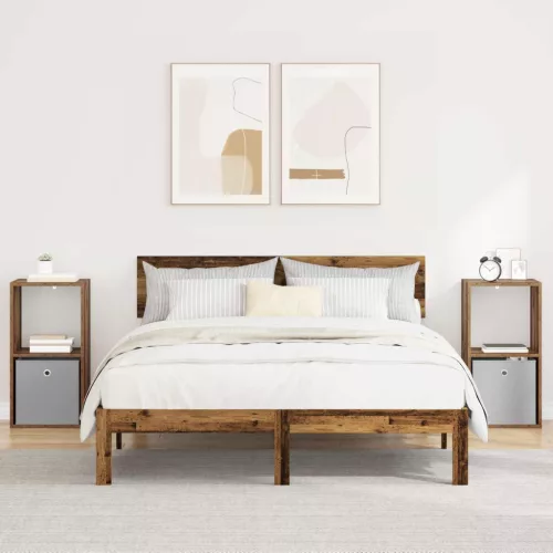 vidaXL Éjjeli asztal fiókkal 2 pcs Öreg fa 35 x 32 x 68,5 cm Faanyag