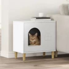 vidaXL Macska Ház Fehér 51 x 30 x 52 cm Faanyag