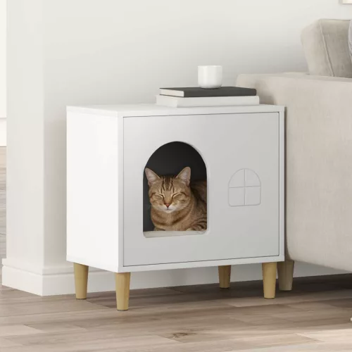 vidaXL Macska Ház Fehér 51 x 30 x 52 cm Faanyag