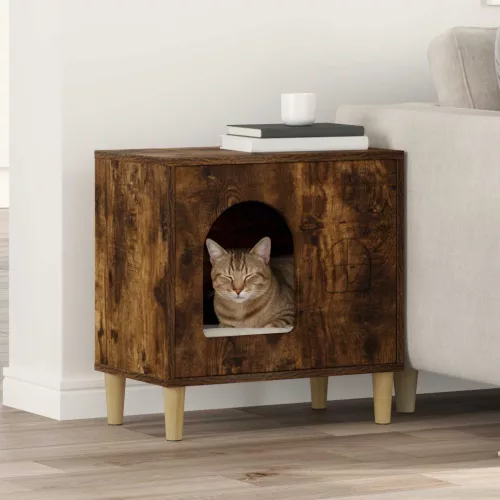 vidaXL Macska Ház Füstölt tölgy 51 x 30 x 52 cm Faanyag