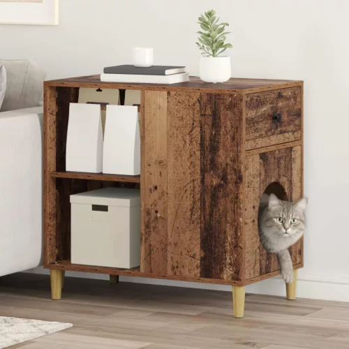 vidaXL Macska Ház Öreg fa 72 x 42,5 x 70 cm Faanyag