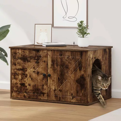 vidaXL Macska Ház Füstölt tölgy 85 x 55 x 50 cm Faanyag