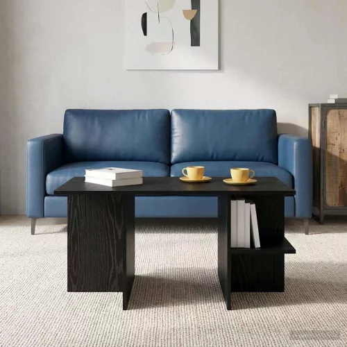 vidaXL Dohányzóasztal Fekete Tölgy 87 x 50 x 45 cm Mérnöki fa