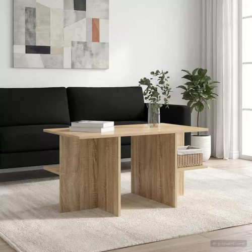 vidaXL Dohányzóasztal Sonoma Tölgy 87 x 50 x 45 cm Mérnöki fa