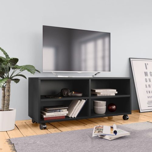 vidaXL fekete forgácslap TV-szekrény görgőkkel 90 x 35 x 35 cm