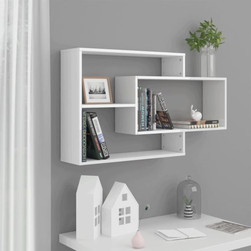 800330 vidaXL Wall Shelves High Gloss White 104x20x58,5 cm Chipboard