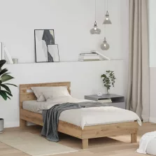   vidaXL Ágykeret fejtámlával Artisan tölgy 98.5 x 200 cm Faanyag
