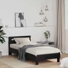   vidaXL Ágykeret fejtámlával Fekete tölgy 98.5 x 200 cm Faanyag