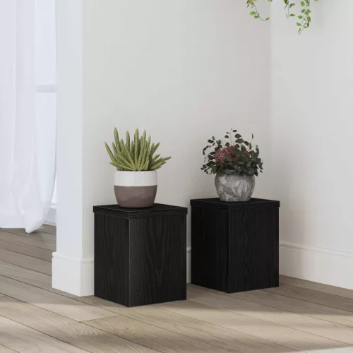 vidaXL Növényállvány 2 pcs Fekete tölgy 15 x 15 x 20 cm Faanyag