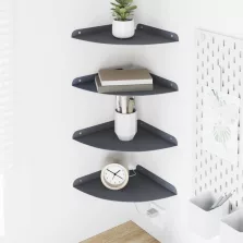   vidaXL Lebegő polc polcokkal tárolóval 4 pcs Antracit 24 x 24 x 2,3 cm