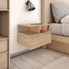   vidaXL 2 db sonoma tölgy szerelt fa lebegő éjjeliszekrény 40x31x27 cm