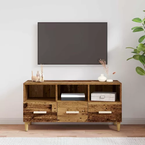 vidaXL TV szekrény fiókkal Öreg fa 102 x 35,5 x 50 cm Faanyag
