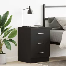 vidaXL fekete forgácslap éjjeliszekrény 38 x 35 x 56 cm