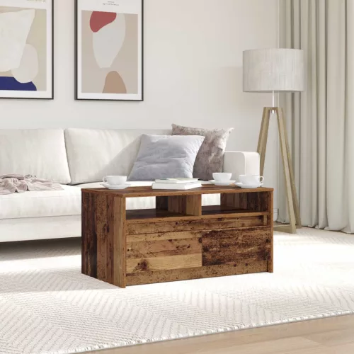 vidaXL Dohányzóasztal fiókkal Öreg fa 90 x 50 x 45 cm Faanyag