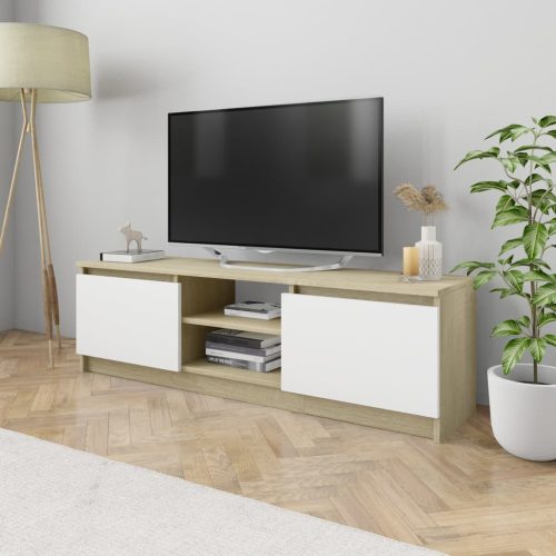 vidaXL fehér és sonoma színű forgácslap TV-szekrény 120 x 30 x 35,5 cm