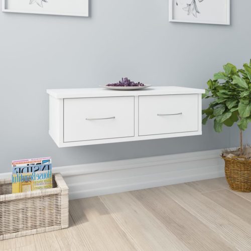 800585 vidaXL Wall-mounted Drawer Shelf White 60x26x18,5 cm Chipboard