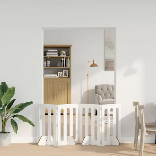 vidaXL Hajtható állatkerítés 4 pcs Magasfényű Fehér 201 x 38 x 70 cm