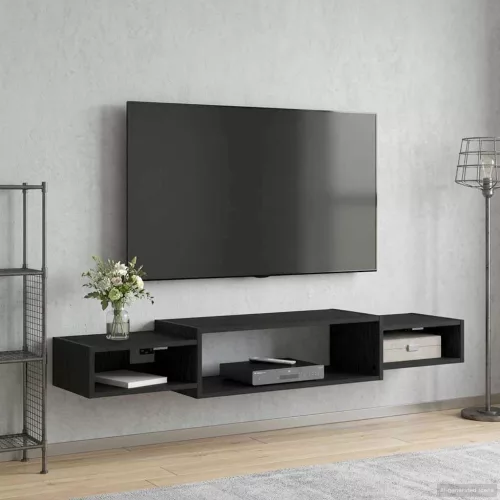 vidaXL Falsítható TV Szekrény Falra szerelhető Fekete Tölgy