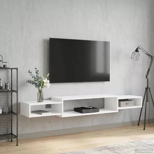vidaXL Falsítható TV Szekrény Falra szerelhető Fehér 180 x 28 x 21 cm