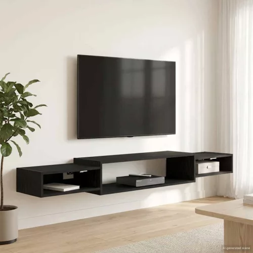 vidaXL Falsítható TV Szekrény Falra szerelhető Fekete Tölgy
