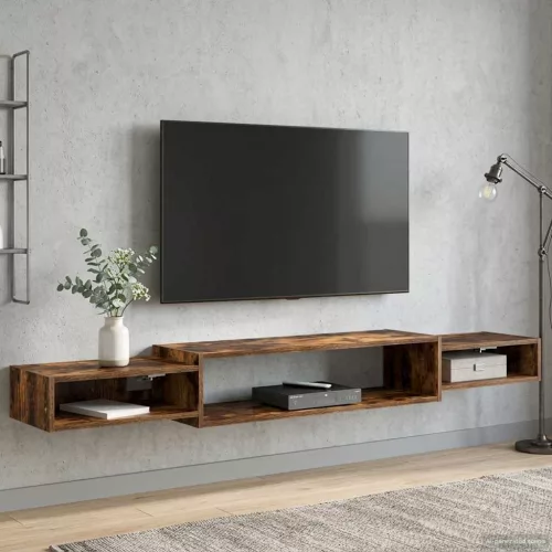 vidaXL Falsítható TV Szekrény Falra szerelhető Füstös Tölgy