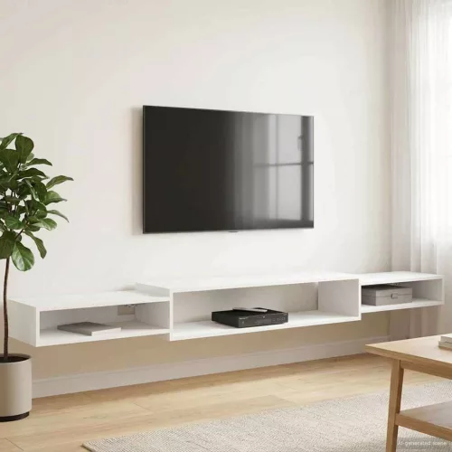 vidaXL Falsítható TV Szekrény Falra szerelhető Fehér 220 x 28 x 21 cm